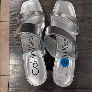 Calvin Klein Metallic Silver Women's Sandals ONLY WORN ONCE